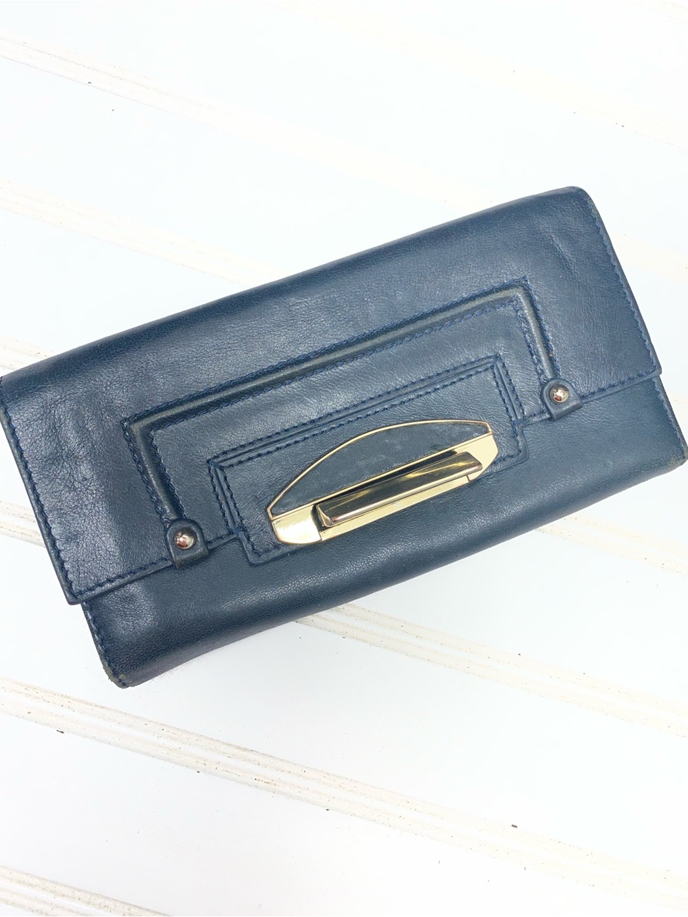 Kooba Blue Leather Trifold Wallet